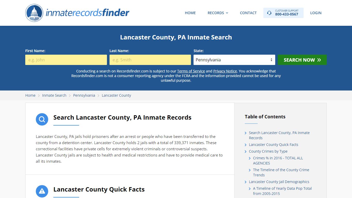 Lancaster County, PA Inmate Lookup & Jail Records Online
